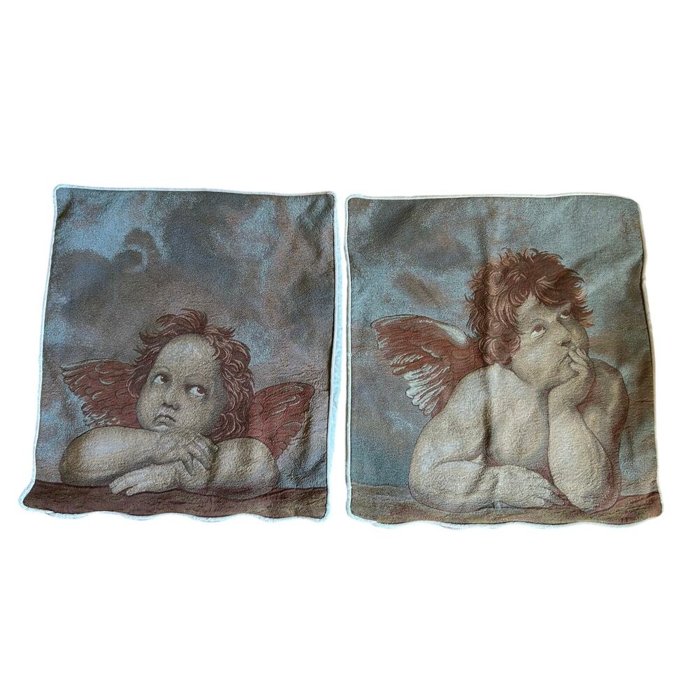 2 Raphael’s Angel Made In Italy Jacquard Woven Italian Tapestry pillow covers
